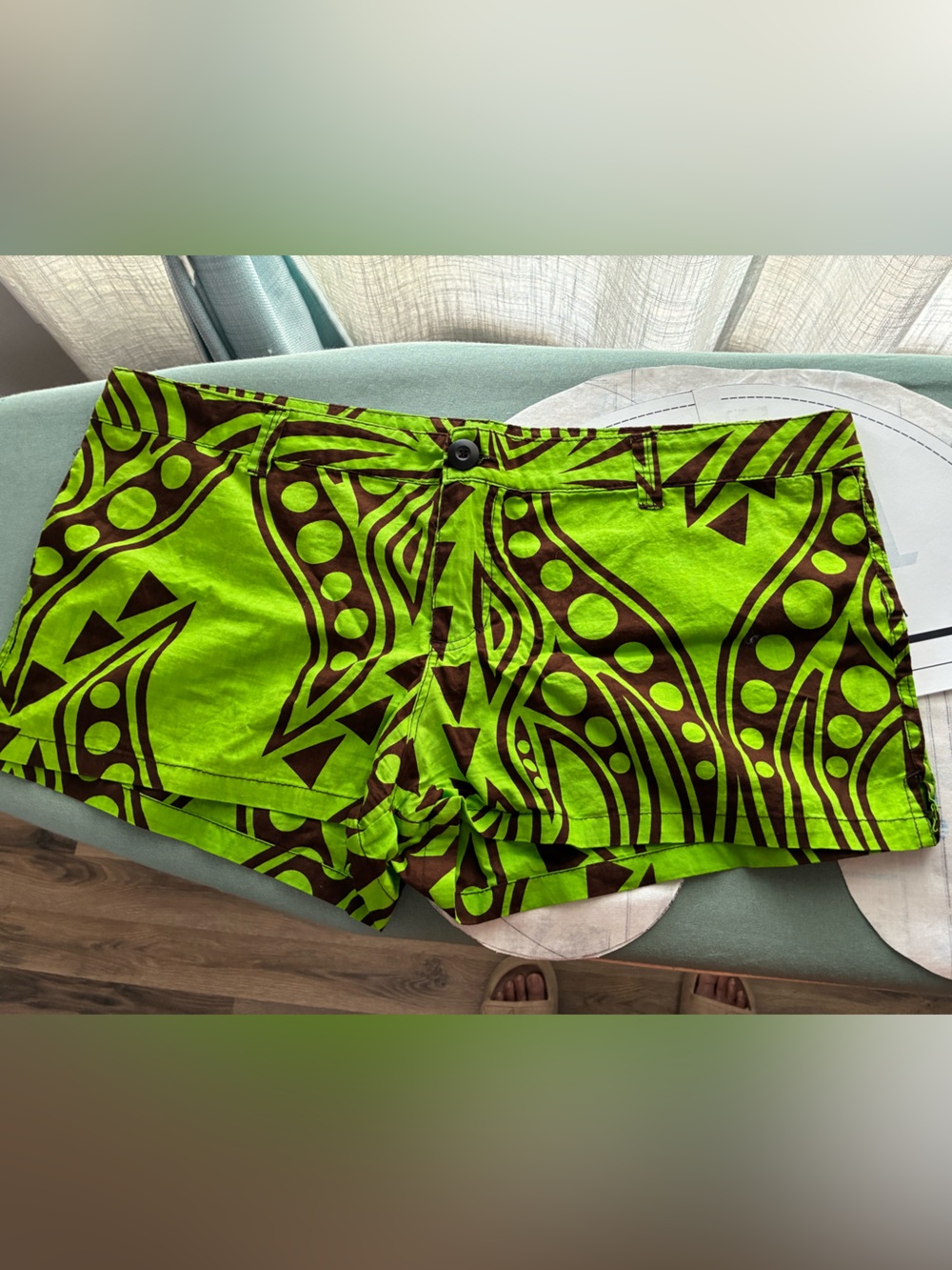 Bright Green Printed Women's Shorts